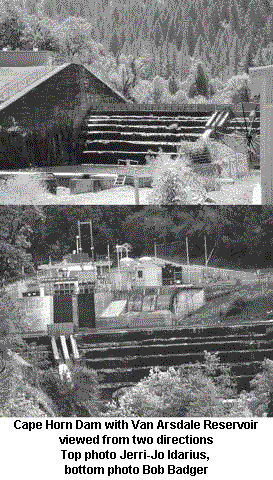 Cape Horn Dam with Van Arsdale Reservoir viewed from two directions. Top photo Jerri-Jo Idarius, bottom photo Rob Badger