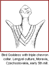 Bird goddess with triple chevron collar. Lengyel culture, Moravia, Czechoslovakia, early 5th mill.