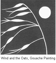 Wind and the Oats, Gouache Painting