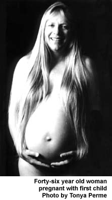 Forty-six year old woman pregnant with first child. Photo by Tonya Perme