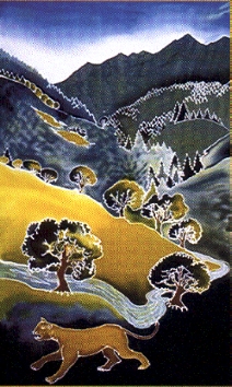Looking Up Streeter Creek, batik by Joanie Mitchell